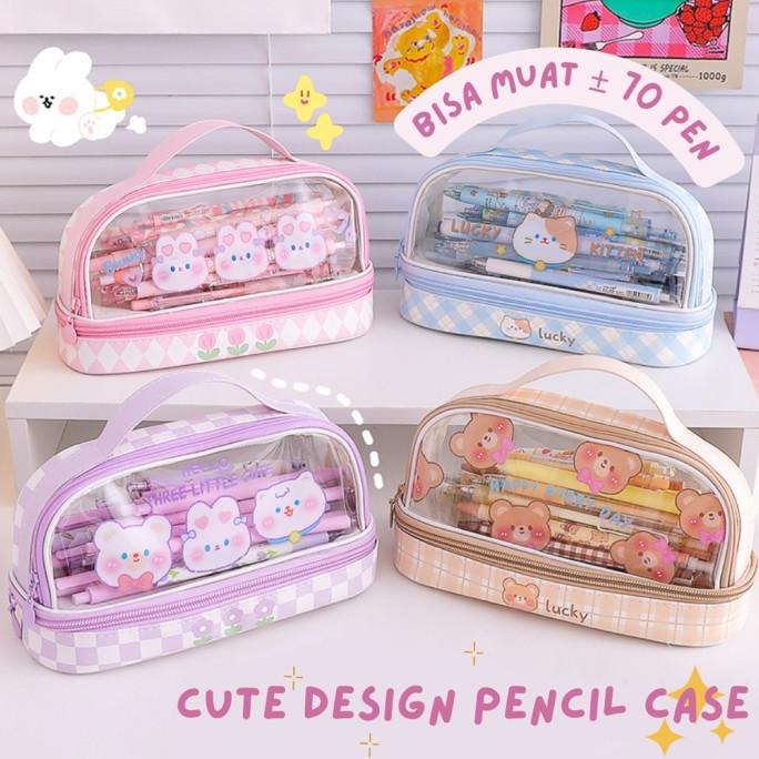 

Kotak Pena Lucu Tempat Pensil Dan Pulpen Kawaii Dual Slot Wadah Pensil