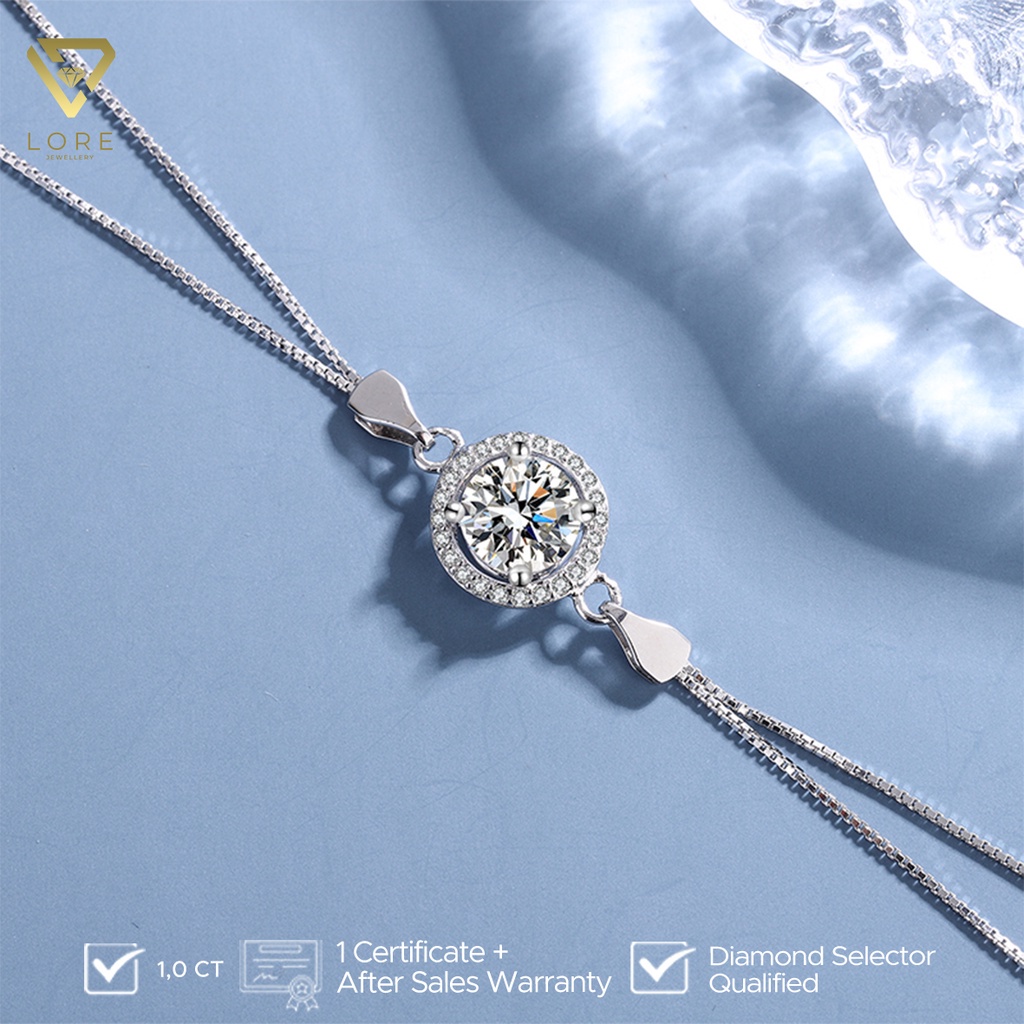 Lore Jewellery - Gelang Moissanite Lapis Emas 18k - Iris Moissanite Bracelet 1.0 Carat [GRA Certificated and After Sales Warranty]