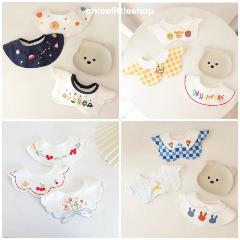 3Pcs Cotton Baby Bibs / Slabber Anak Bayi Set