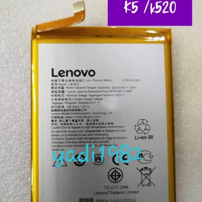 Batre baterry Lenovo S5/K5/K520 LB002 original readyyy