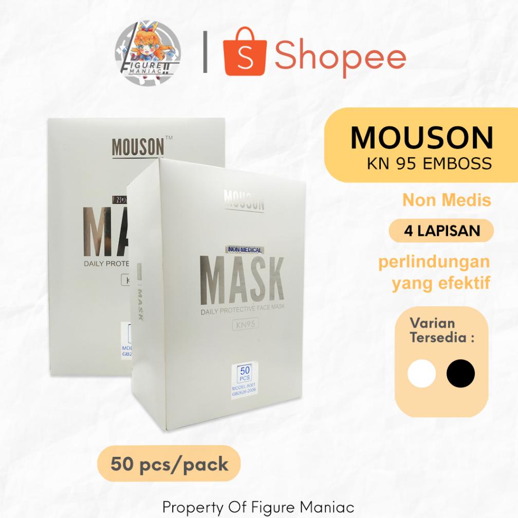 New Figure Maniac - Masker Kn95 Mouson 1 Box Isi 50 Pcs Original Emboss Putih 5Ply