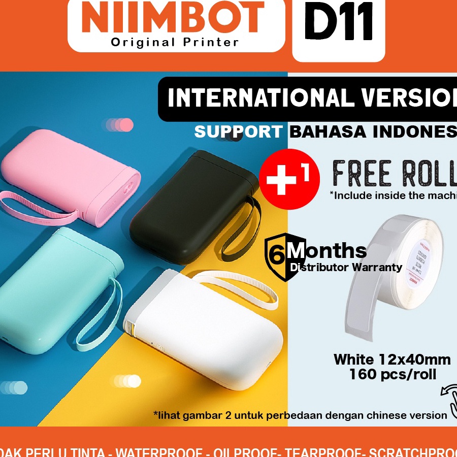 

GROSIR [NEW ARRIVAL] Free Label Niimbot D11 Mini Portable Wireless Bluetooth Label Thermal Printer 