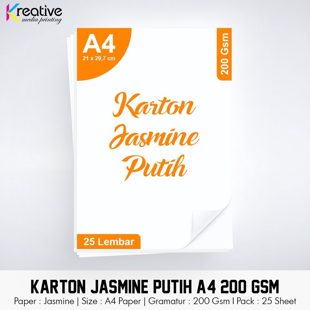 

INV Kertas JASMINE Putih (A4 / 200 Gsm / 1 pack = 25 lbr) 3552