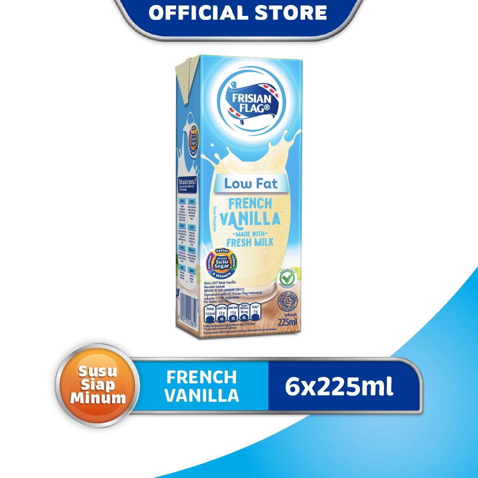 

Ready stok Frisian Flag Low Fat French Vanilla 225 ml x 6 NTT