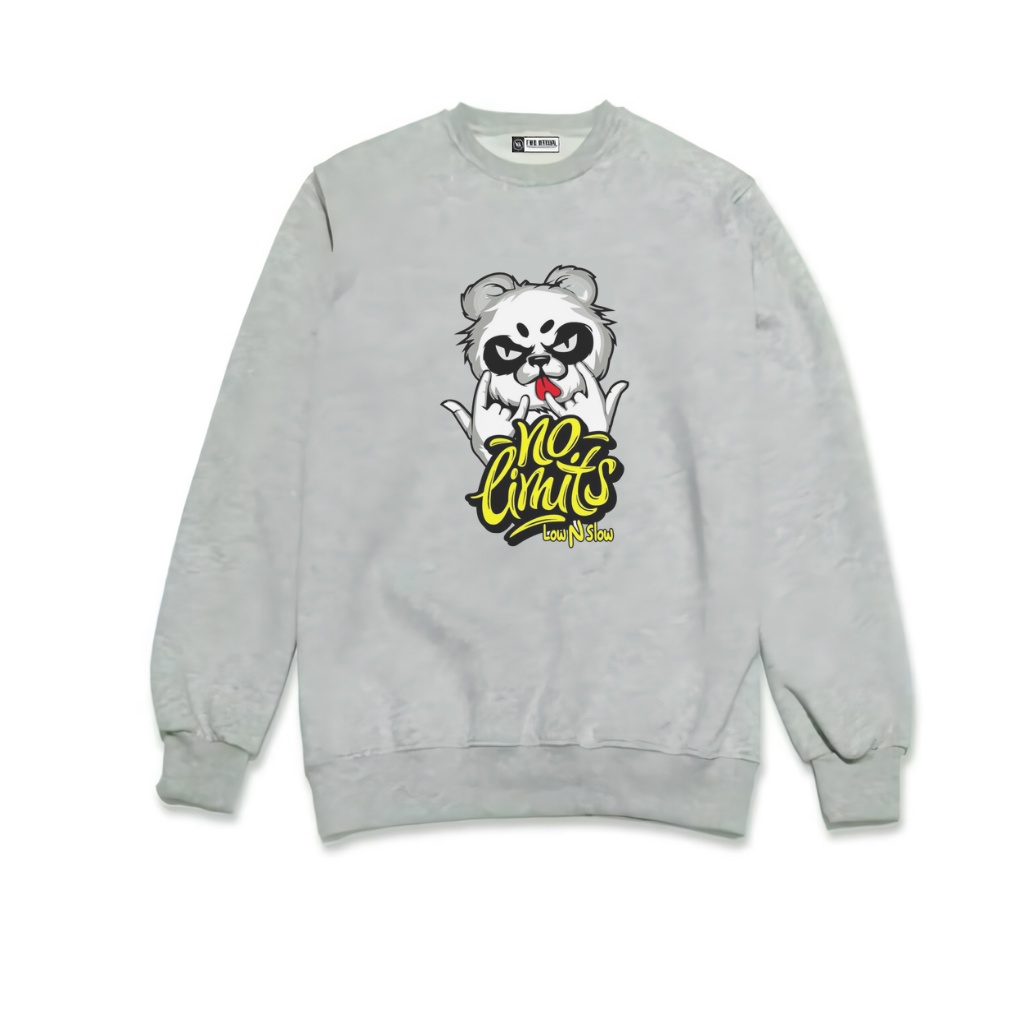 Sweater CREWNECK Panda Coklat Sablon Terbaru |keren sweather murah berkualitas.