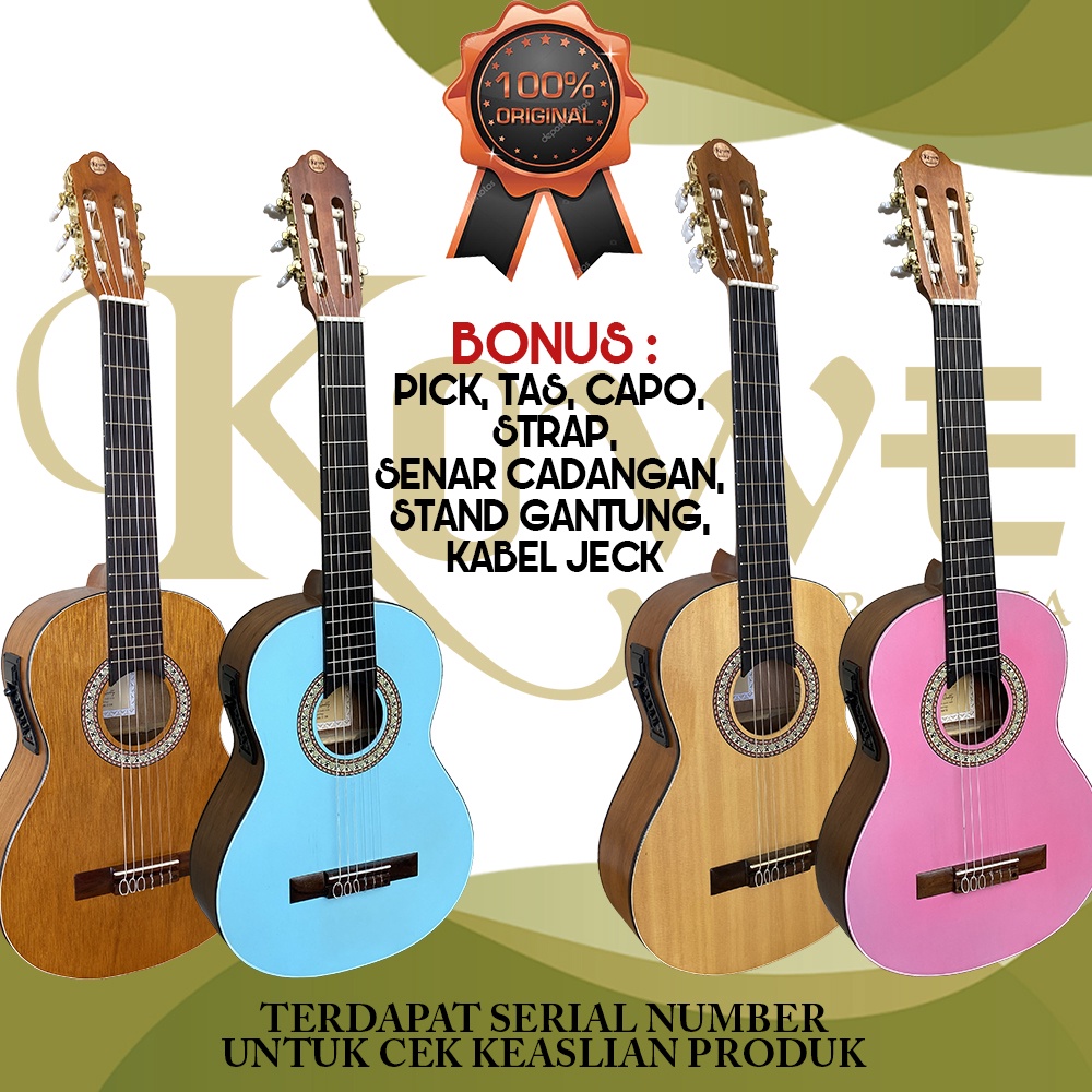 Gitar Classic Nilon Akustik Elektrik Merk KOWE Original Bergaransi Free Packing Kayu