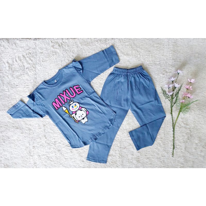 Set Cel Combed Anak Mixue Size 2 4 6 // Baju Setelan Anak Umur 3-5 tahun // Set Kaos Combed Anak