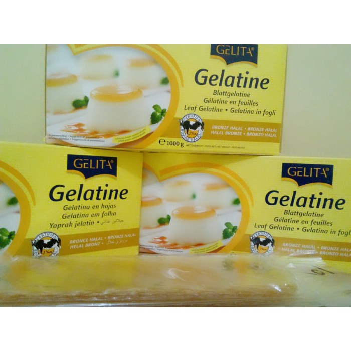 

Gelatine Gelita "20"Lembar (Halal) + "3"Lembar Bonus