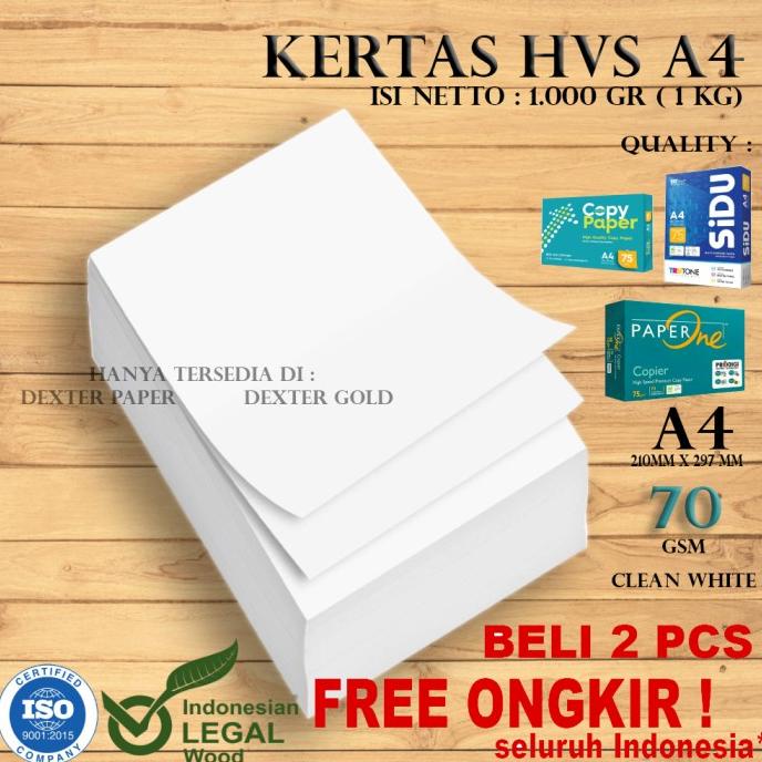 

Kertas A4 70gr / Kertas HVS A4 70 gsm isi netto 1kg (1000 gram)