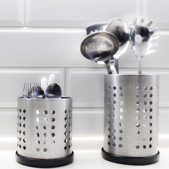 Tempat Sendok Garpu Stainless Steel Wadah Sutil Rak Peralatan Makan
