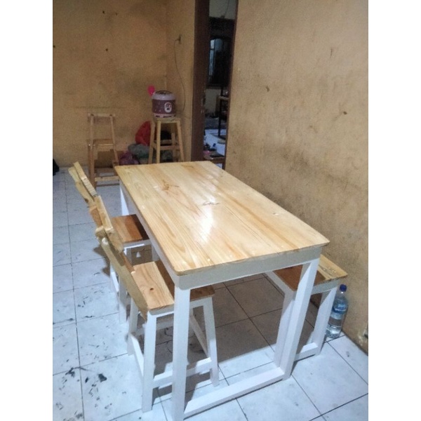 meja resto kafe set dua kursi kotak satu kursipanjang