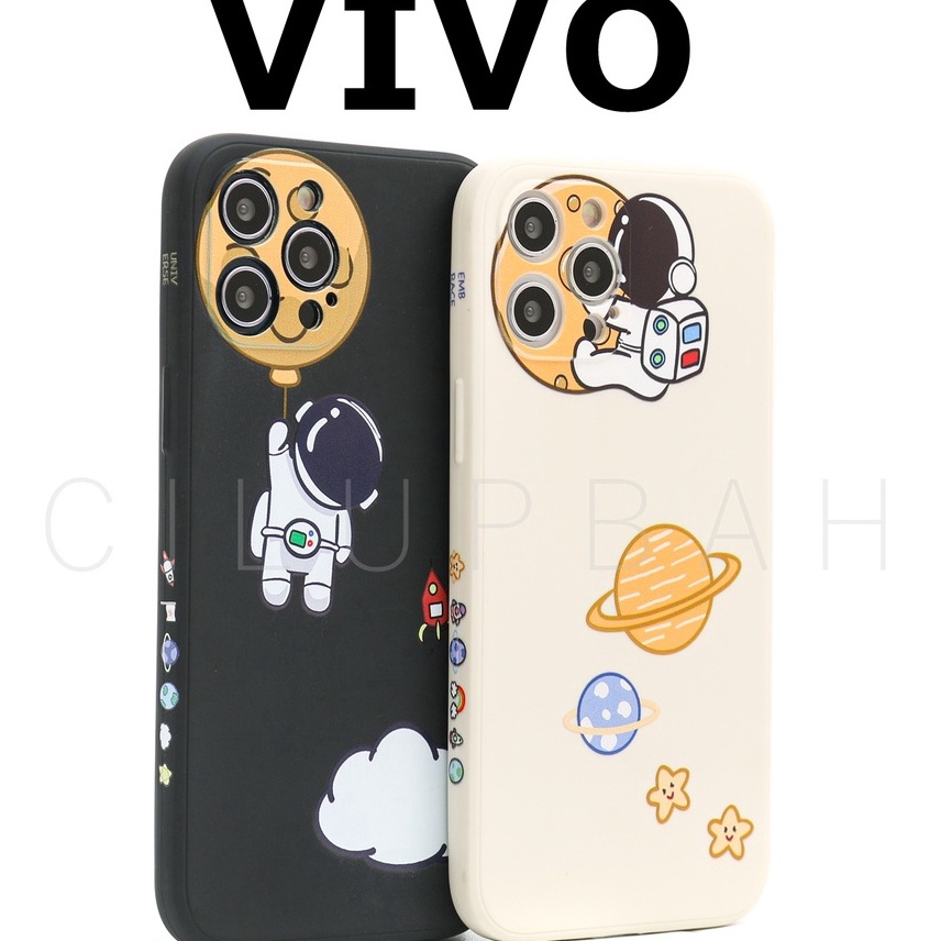 ♠  Soft Case VIVO Y91 Y12 Y20 Y12i Y12S Y91C Astronot Cute Couple Cartoon Edge Lens Cover