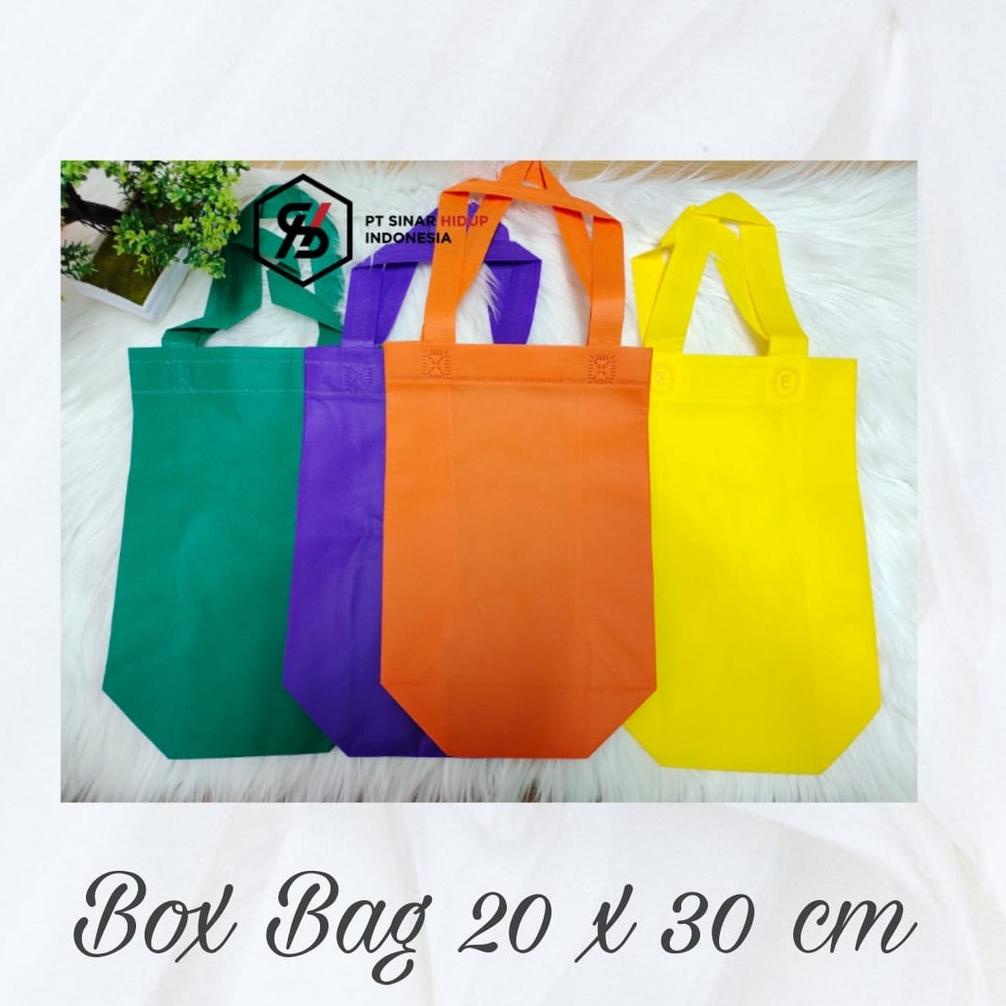 

Promo TAS BOX BAG/ TAS KAIN SPUNBOND/ GOODIE BAG/ BOX BAG 20x30 Perkodi