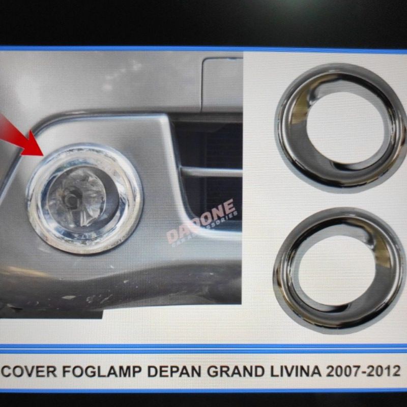 cover ring foglamp bumper depan mobil nissan grand livina 2007 sampai 2012 2008 2009 2010 2011 chrome crome tempel