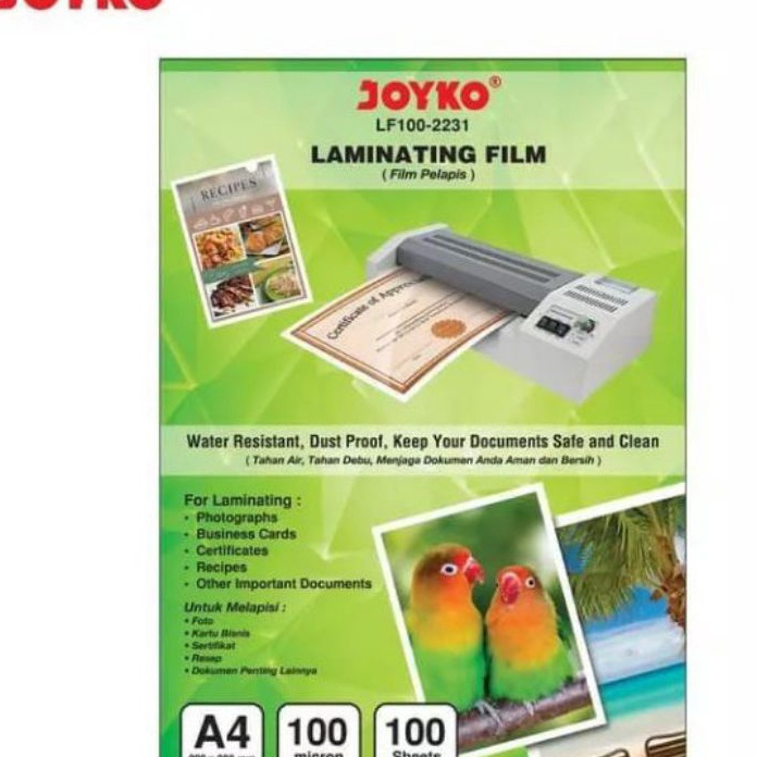 

❤[PROMO ⚡ALE!!!]❤ Plastik Laminating Film A4 Joyko LF100-2231 ( 1 pak )