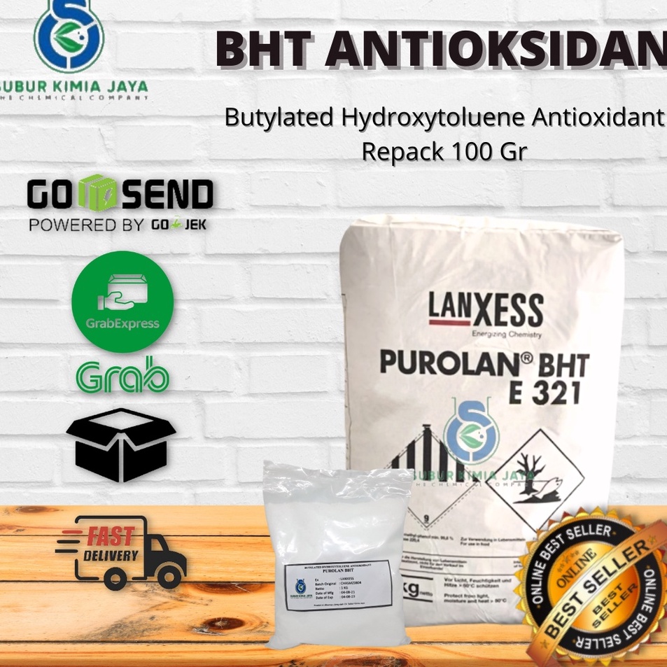 

8.8 BHT ANTIOXIDANT / Butylated Hydroxytoluene Antioksidan / BHT Anti Tengik Minyak 100 gram