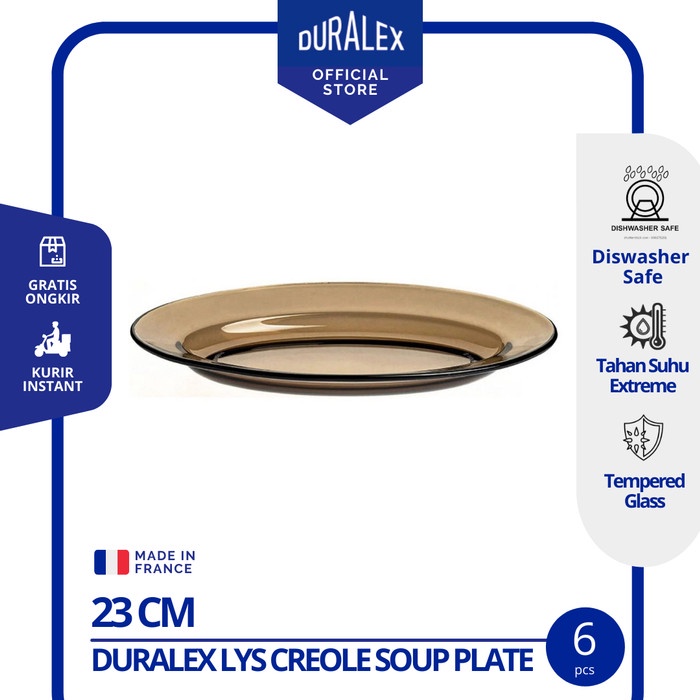 PROMO DURALEX CREOLE SOUP PLATE - PIRING MAKAN KACA 23 CM ISI 6 PCS ORIGINAL BEST SELLER