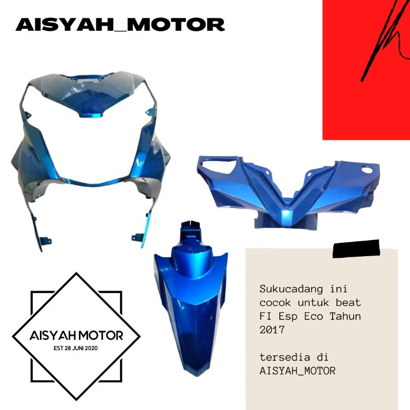 Cover Bodi Bagian Depan Honda Beat FI Esp Eco Warna Biru Tahun 2017-2019