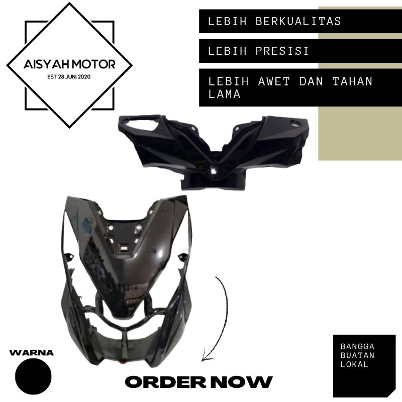 Cover Bodi Batok Depan Cover Dasi Tameng Honda Beat FI Esp Eco Warna Hitam Tahun 2017-2019