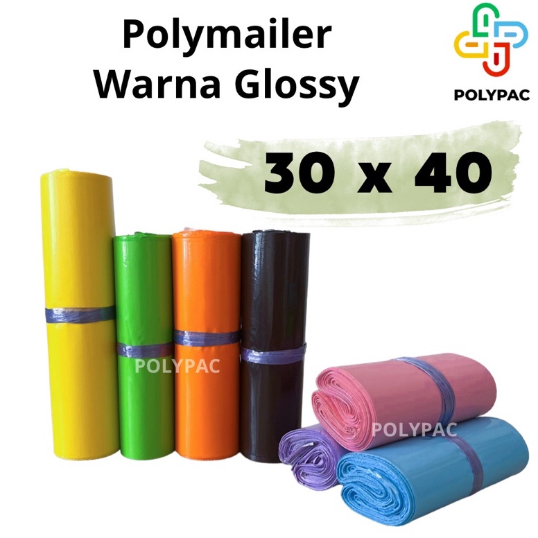 

Terbatas.. Polymailer Warna Glossy [30x40] isi 100 pcs - Plastik Polymailer Lem Kantong Packing Online TNC