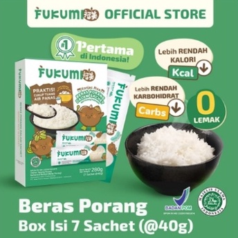 

⌤ FUKUMI Beras Porang Box Sachet - Shirataki/Konjac Rice beras diet / beras rendah kalori 7 sachet ☁