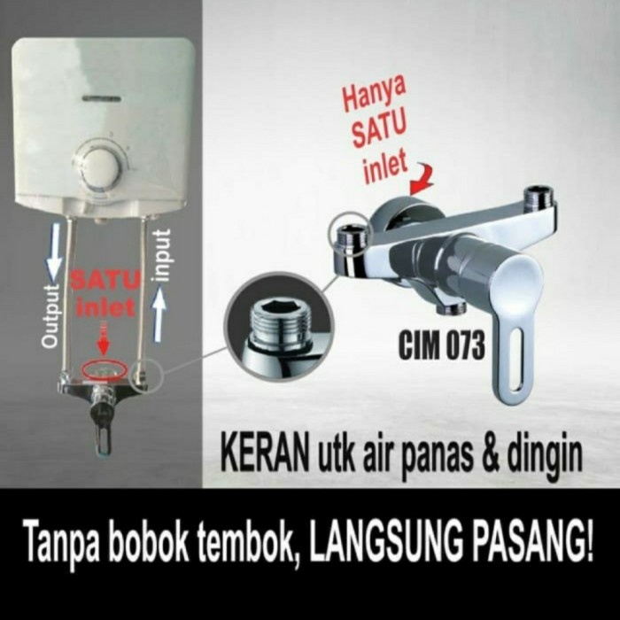 Kran Mixer Shower Tanpa Bobok Tembok Cello/Kran Shower Panas Dingin