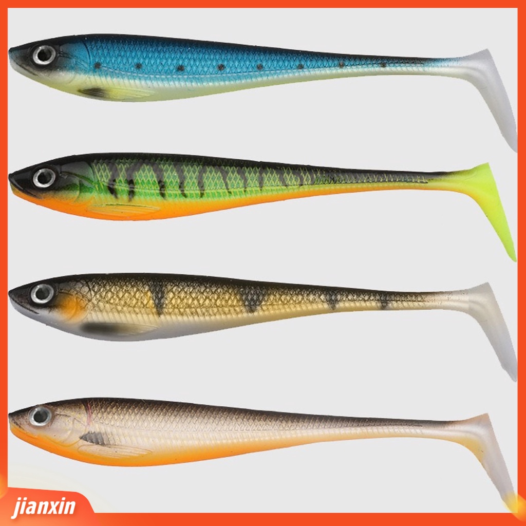 [Jianxin] 5pc 9cm Umpan Umpan 3D Fisheye Simulasi Desain Realistis Menggoda Angling Umpan Jalan Plastik T-tail Soft Lure Outdoor Fishing