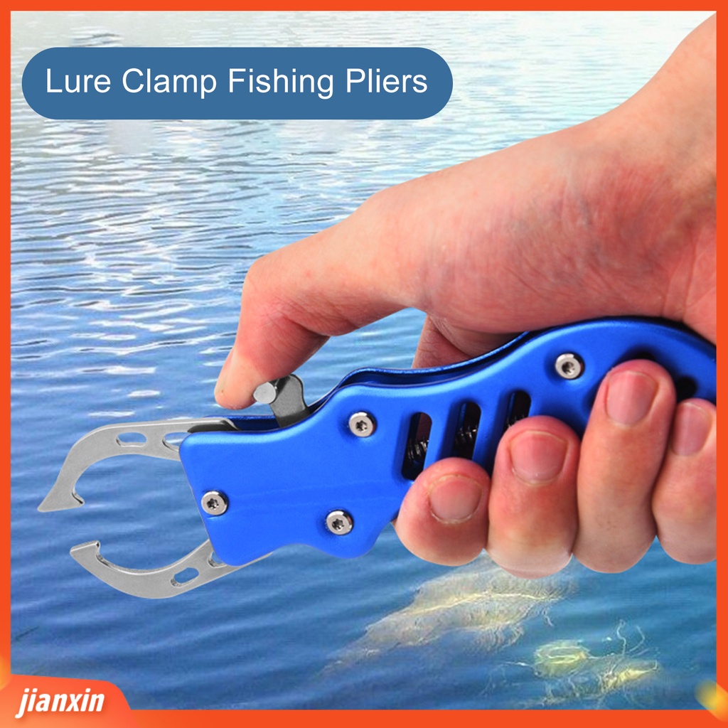 [Jianxin] 1 Set Fish Lip Gripper Operasi Tekan Otomatis Rebound Control Fish Stainless Steel Lure Clamp Memancing Tang Peralatan Angling