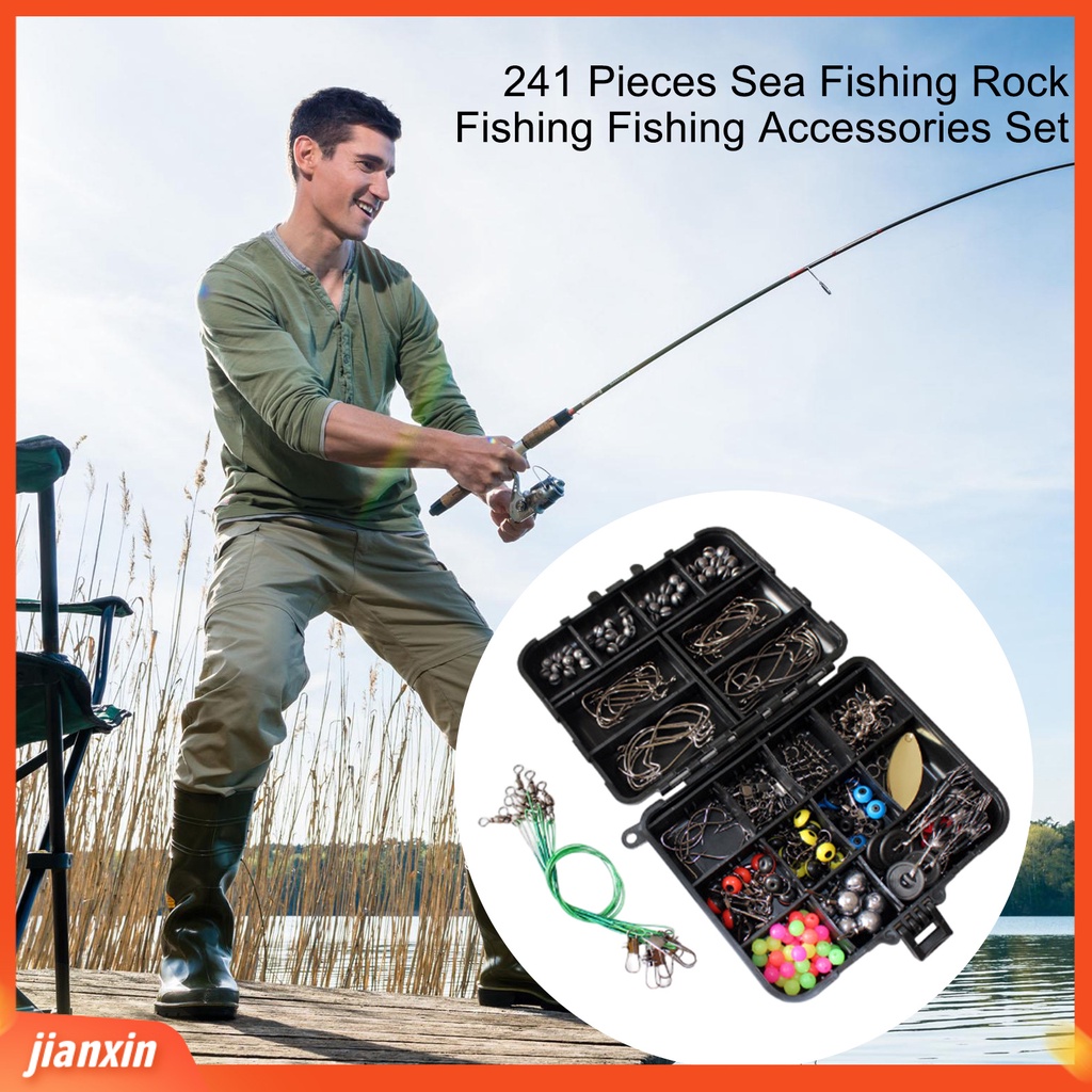 [Jianxin] 1 Set Memancing Kombinasi Kit Kaya Variasi Multi-grid Angling Penutup Transparan 241buah Aksesoris Memancing Set Dengan Tackle Box Outdoor Supply