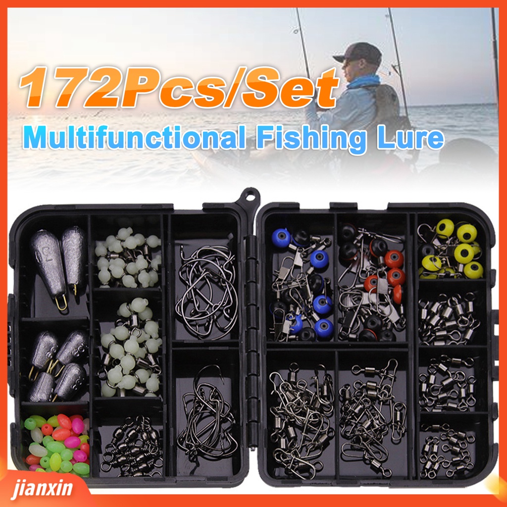 [Jianxin] 172Pcs/Set Multifunctional Fishing Lure Hook Accessory Tackle Tools Box for Angling