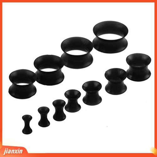 [Jianxin] 1Pair Silicone Flesh Tunnel Double Flared Saddle Ear Plug Gauge Unisex Piercing