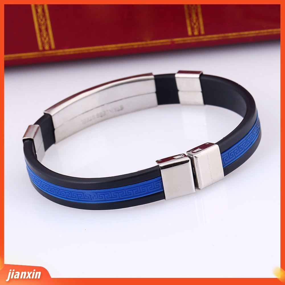 [Jianxin] Fashion Silicone Wristband Bracelet Men Adjustable Bangle Jewelry Birthday Gift