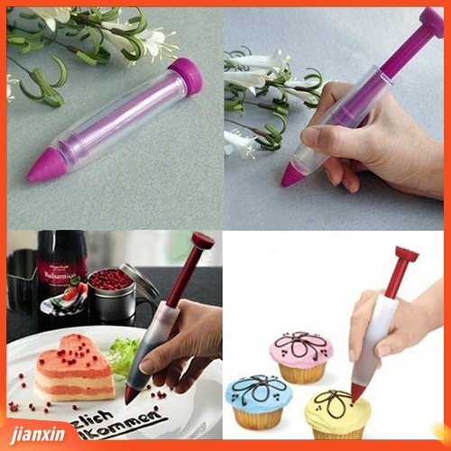 [Jianxin] Bayar di Tempat]Pulpen Syringe Dekorasi Kue/Biskuit/Fondant Bahan Silikon Warna Random