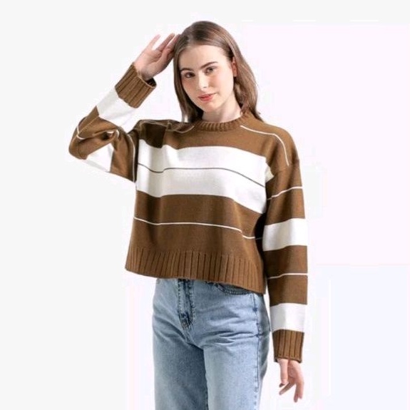 CORA TOP KNIT CROP SWEATER RAJUT WANITA | SWEATER KNIT RAJUT PREMIUM WANITA KOREAN STYLE