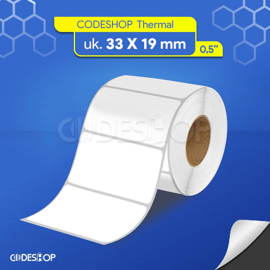 

Codeshop Label Thermal 33x19 mm 1 Line Core 0,5 inch isi 420 Pcs Stiker