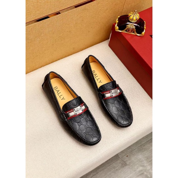 sepatu bally cowok slip on pria loafer shoes men kulit new