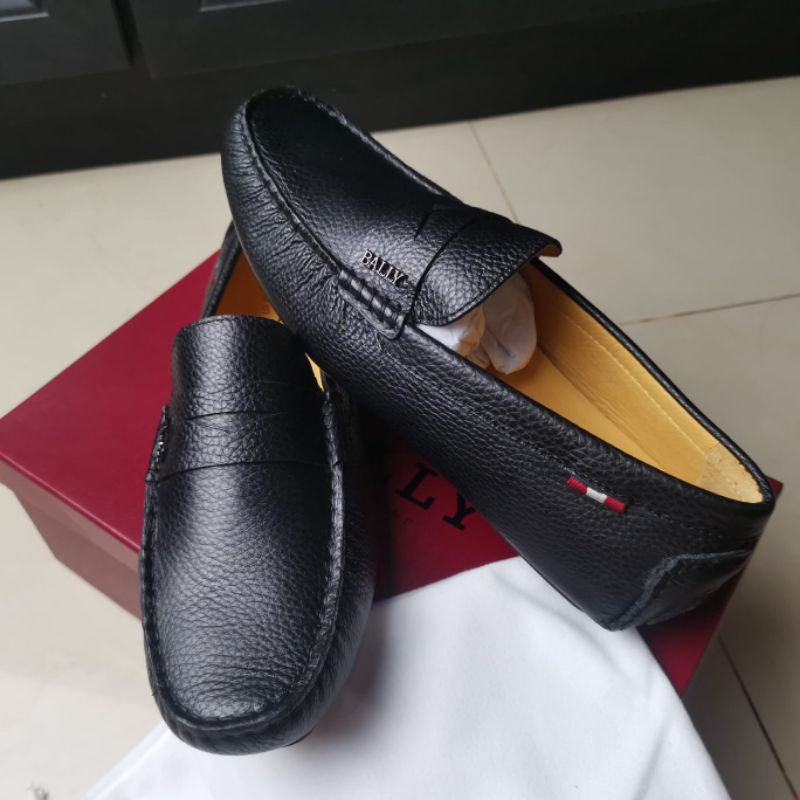 sepatu loafer bally pria sepatu slip on cowok kulit men shoes tanpa tali  mewah