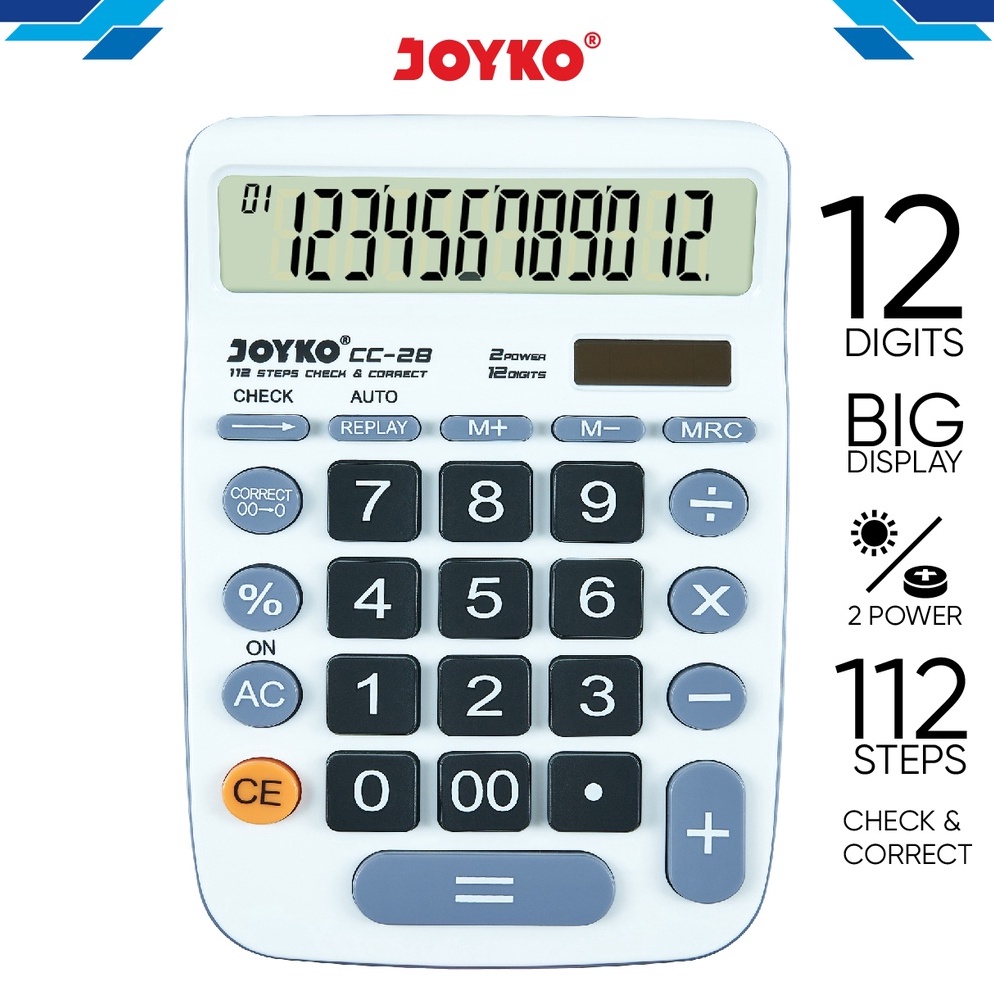 

Produk Terkini.. Calculator Kalkulator Joyko CC-28 12 Digits Check Correct WEI
