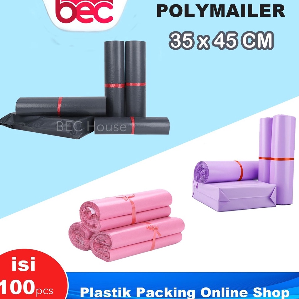 

12.12 sale [35x45] POLYMAILER 100LEMBAR PLASTIK PINK PLASTIC PACKING ONLINE SHOP KUALITAS PREMIUM POLY MAILER !