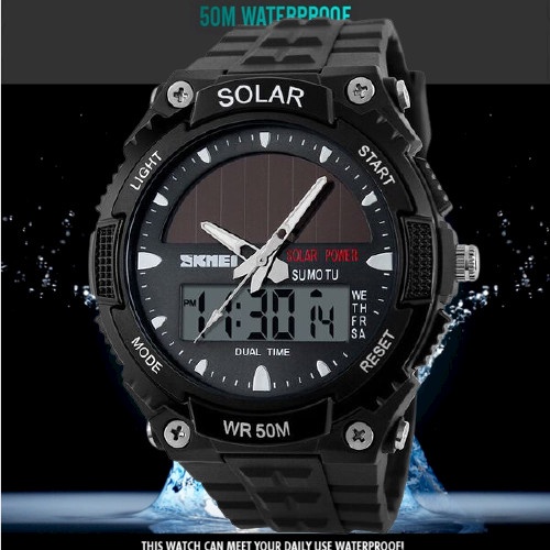 Jam Tangan Skmei Solar Power Dital Analog Jam Tangan Pria Terbaru