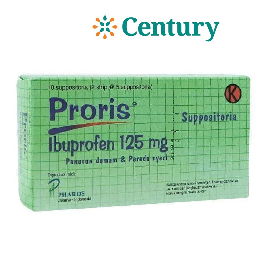 PRORIS 125 MG SUPPOSITORIA 1 STRIP ISI 5 SUPP / IBUPROFEN / DEMAM / NYERI /SAKIT GIGI / GIGI BENGKAK