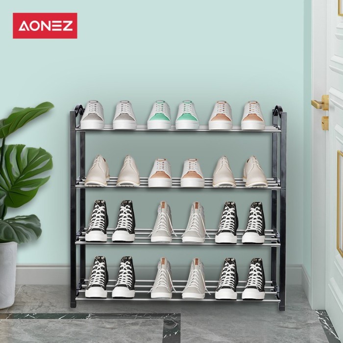 Aonez 4layers Minimalis Rak Sepatu Besi Bertingkat Rak Susun Sepatu