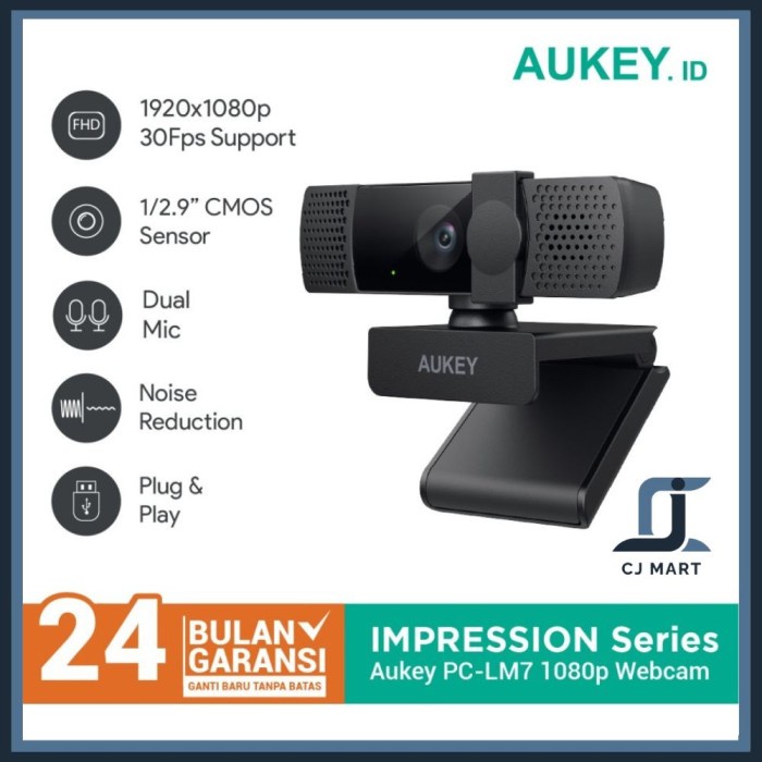 Terlaris Aukey Webcam Pc-Lm7 Overview Full Hd Video 1080P - 500906 Wide Angle