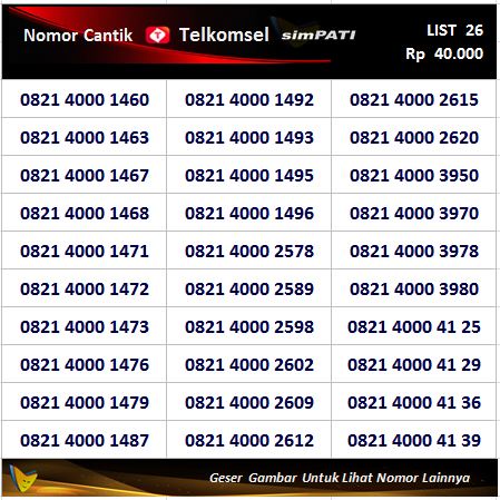 Nomor Cantik simPATI dari Telkomsel SERI 2000 bisa COD