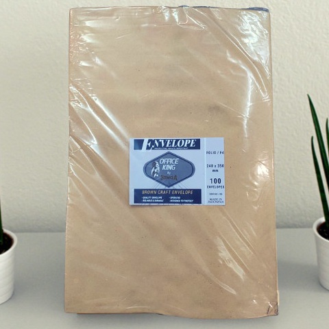 

Promo.. AMPLOP COKLAT ENVELOPE F4 FOLIO 240X350MM ISI 100 OFFICE KING BY SINGA KCB