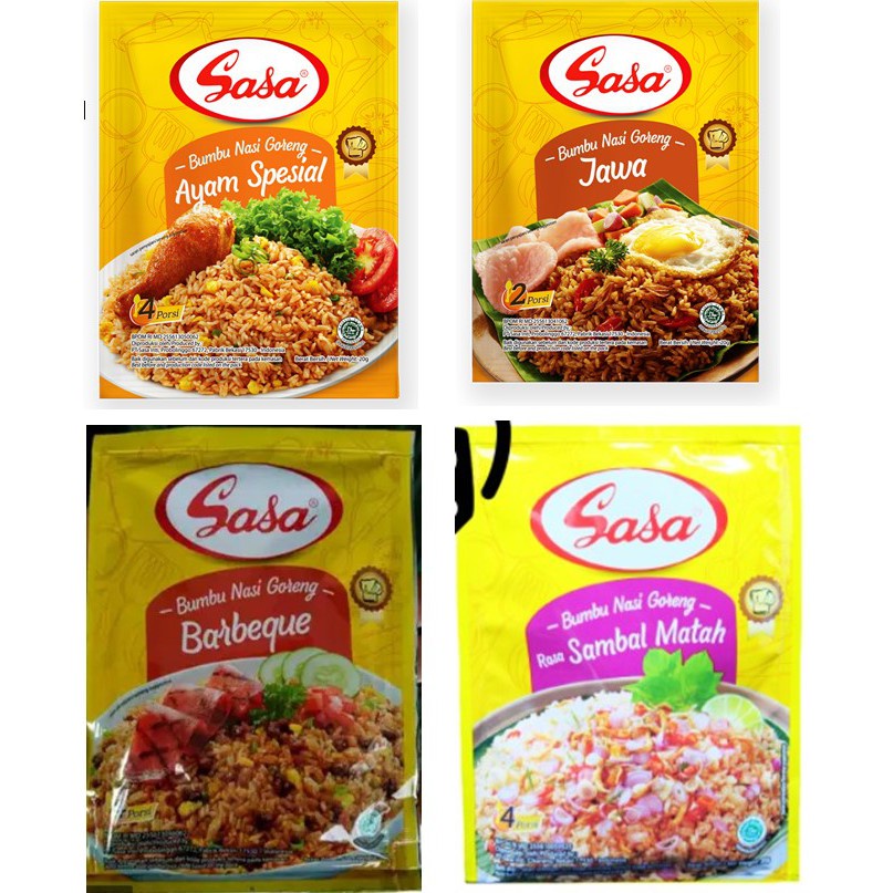 

(RENCENGAN) SASA BUMBU NASI GORENG AYAM BBQ SAMBAL MATAH 20 GR 10 PCS