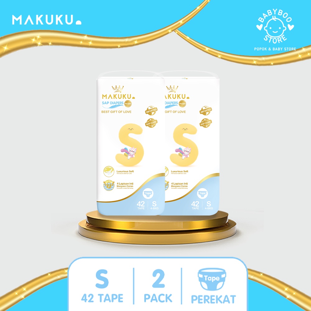 MAKUKU SAP Diapers Procare Tape S42 x 2 Pack Popok Perekat Premium Lembut Mencegah Ruam Dan Anti Gumpal