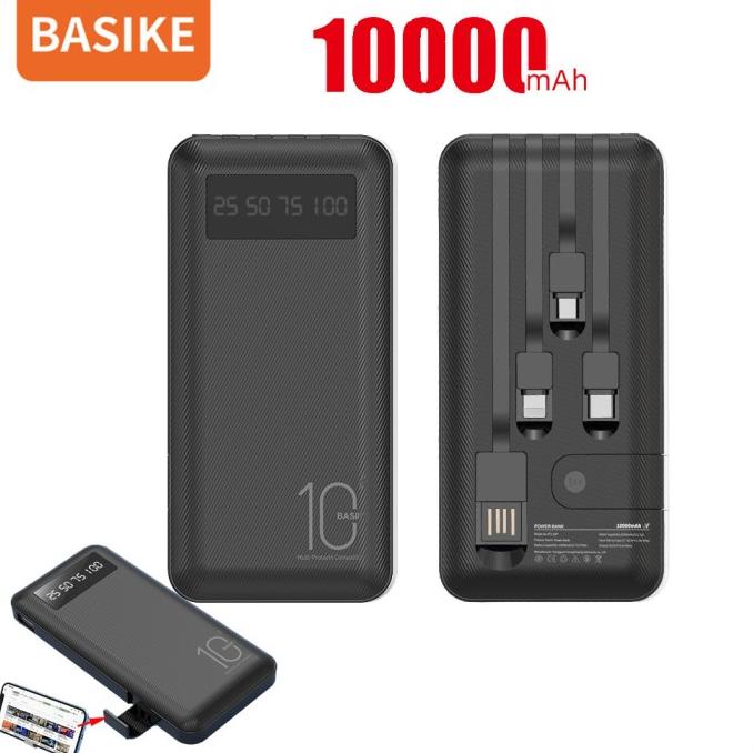 powerbank 10000mah BASIKE asli Dengan kabel Isi daya semua telepon