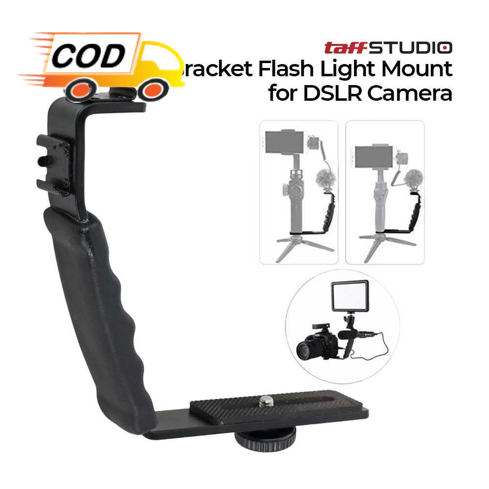 Bracket L Flashlight dan Mic Untuk Kamera DSLR Camcorder Mirrorless