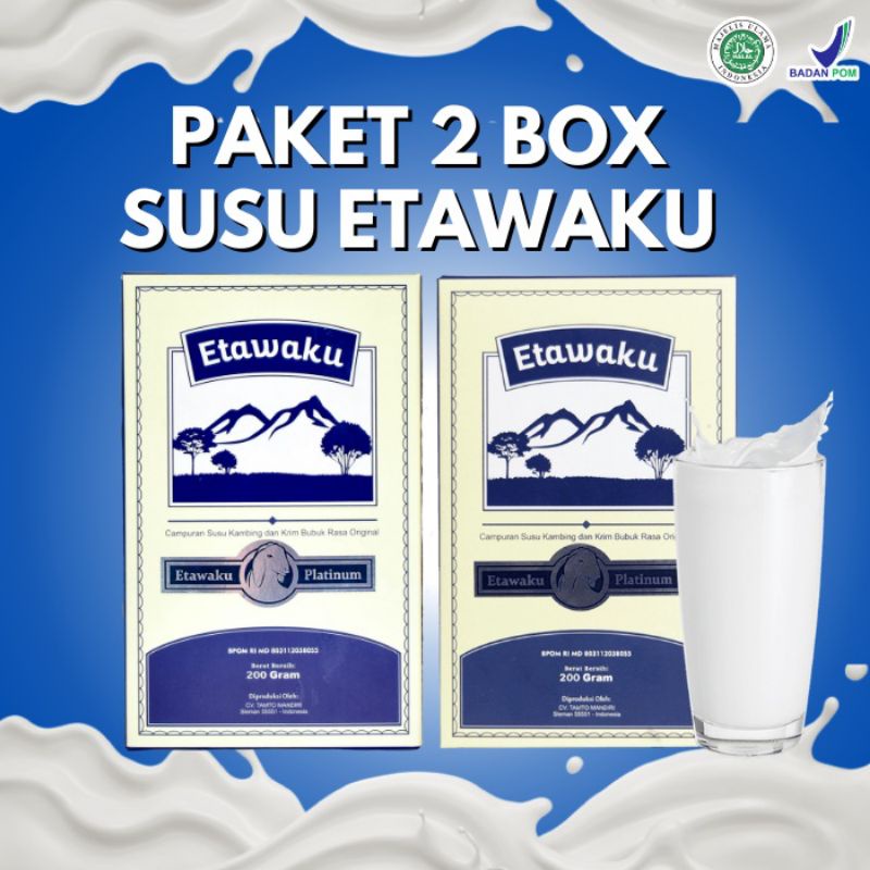 

PAKET 2 BOX ETAWAKU PLATINUM SUSU KAMBING ETAWA UNTUK MEREDAKAN ASMA DAN SESAK NAFAS